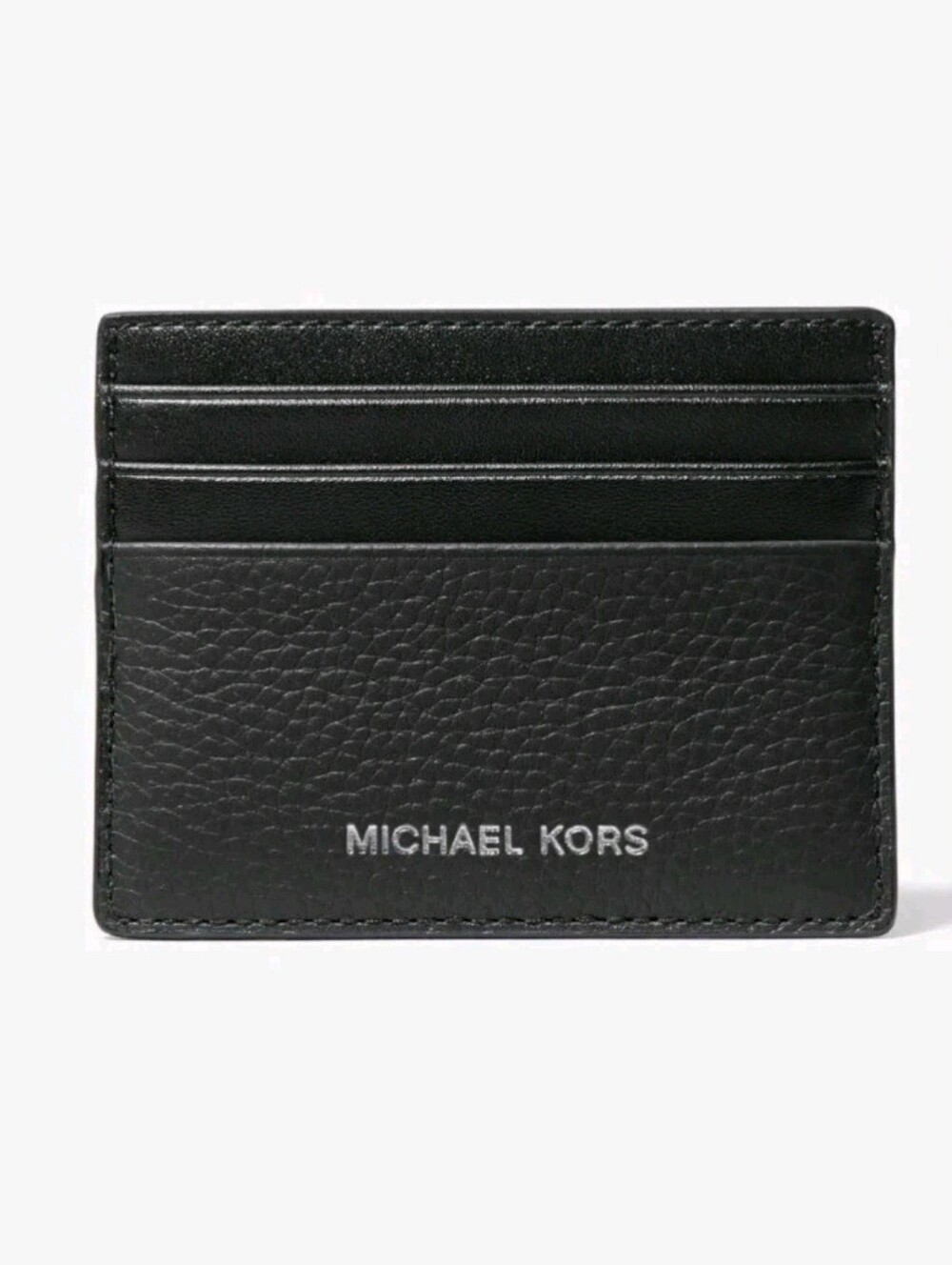 Michael Kors Mens Cooper Pebbled Leather Tall Card Case Black Wallet